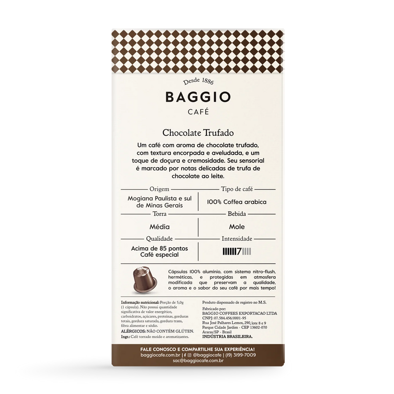 Café Baggio Aromas Chocolate Trufado Em Cápsulas